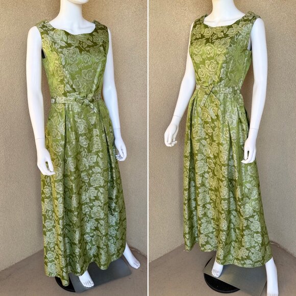 Romantic Garden Party 50s/60s Rose Brocade Dress - Picture 3 of 7